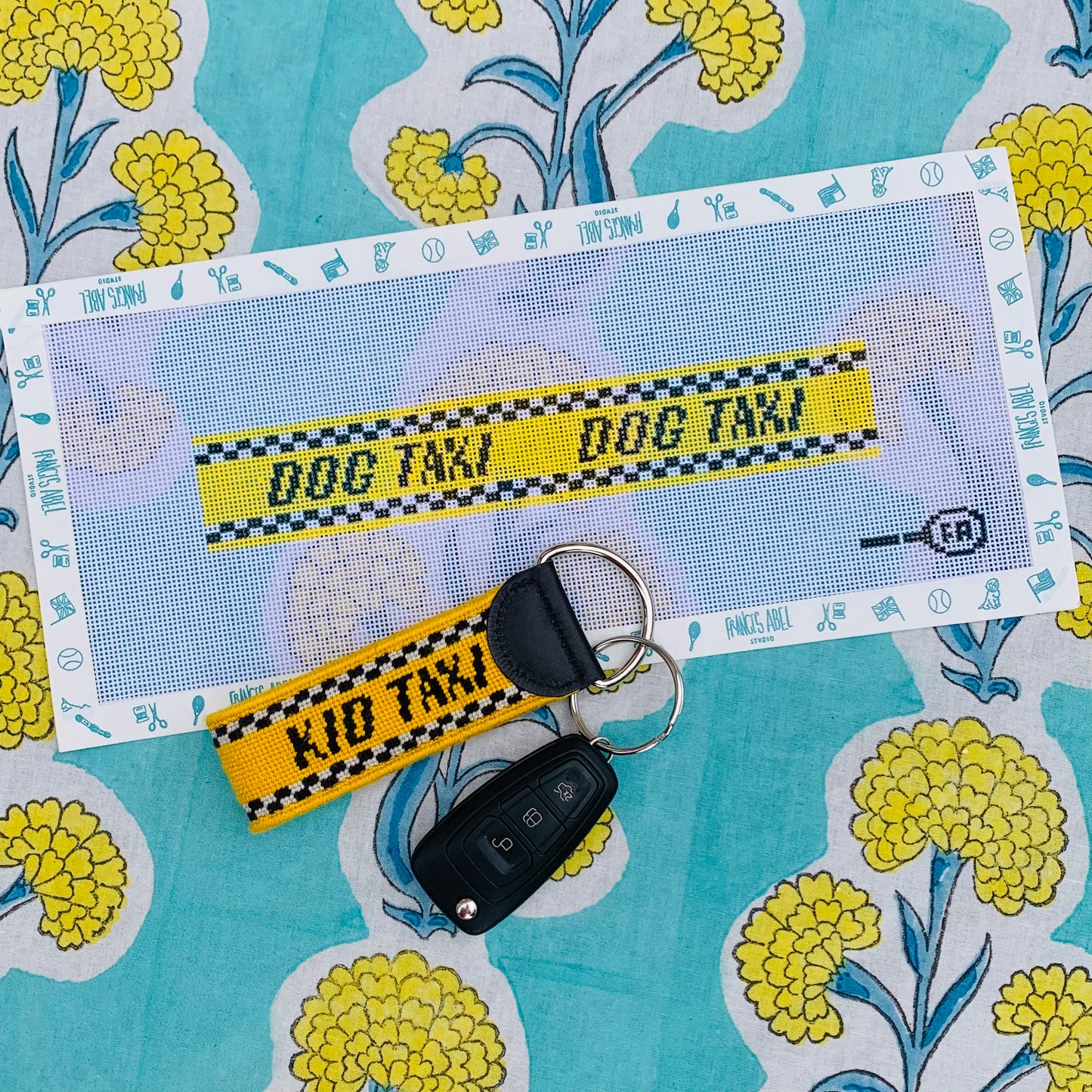 Dog Taxi Key Fob Needlepoint Canvas