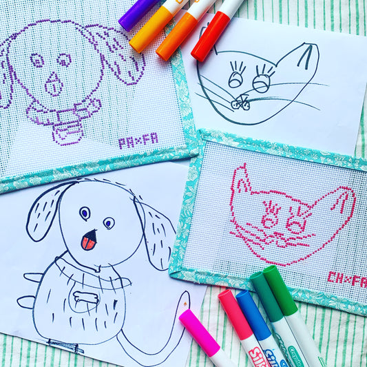 Custom canvas - Stitch your Child’s Art Needlepoint Canvas