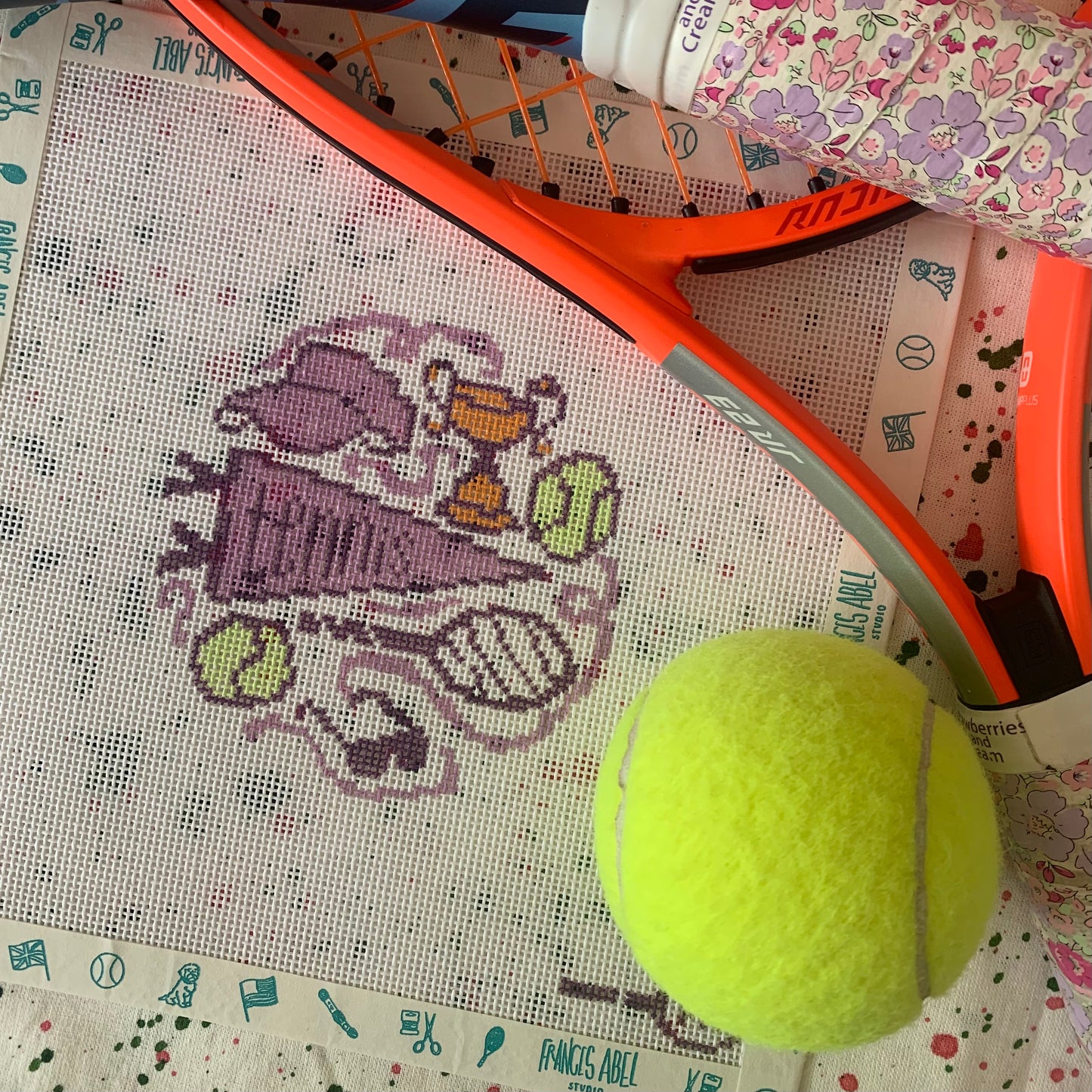 Tennis Toile - 4" Round Needlepoint Canvas