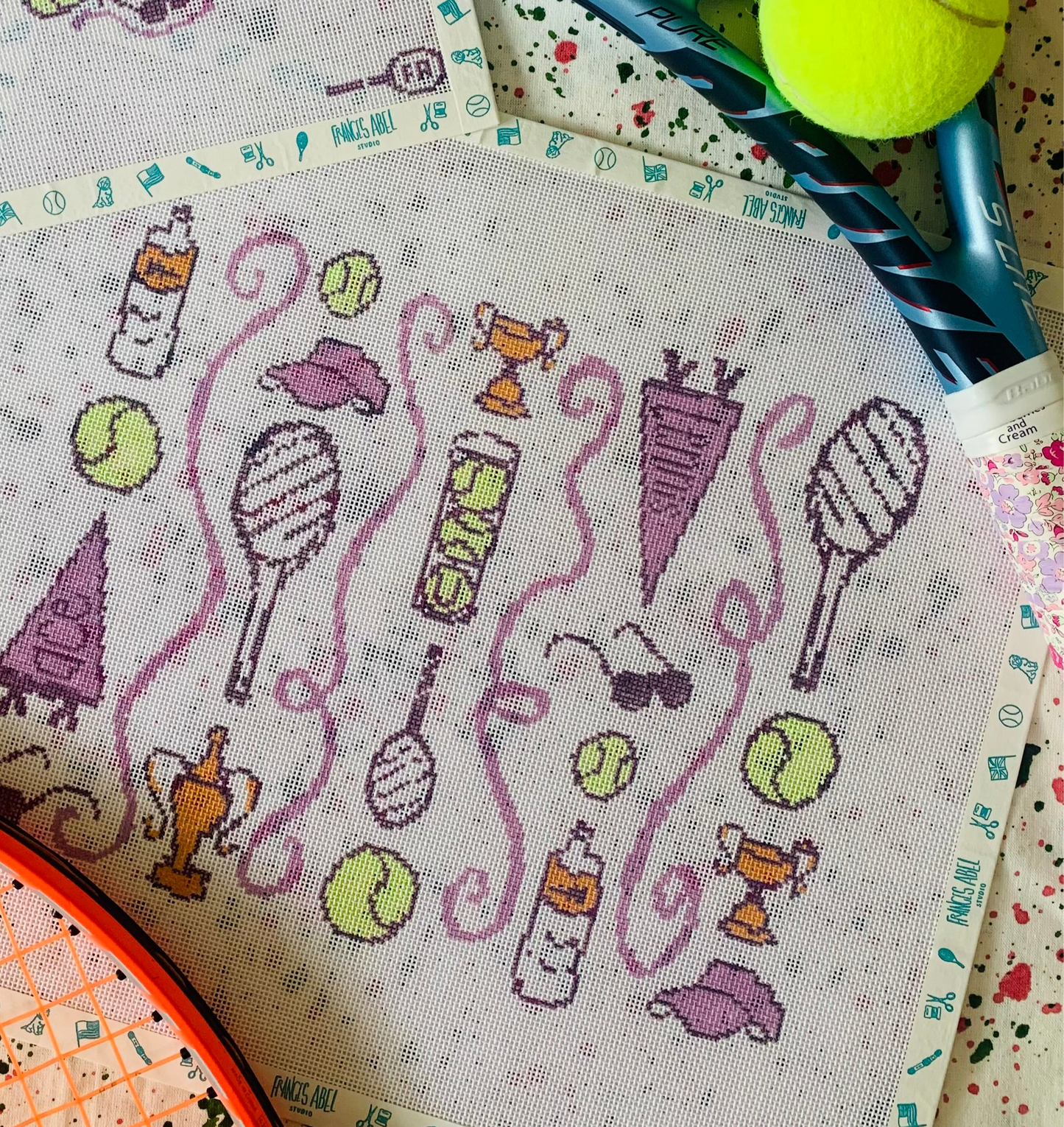 Tennis Toile - Pillow Size Needlepoint Canvas