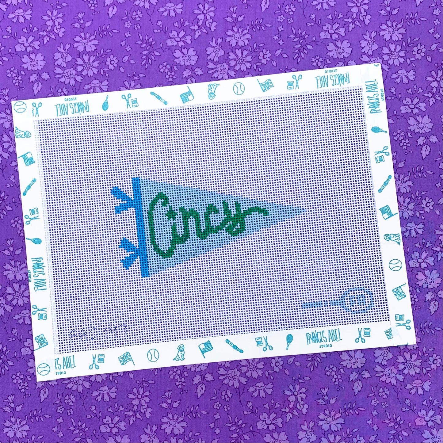 Cincy Pennant Needlepoint Canvas - Three Needles Stitchery Colors