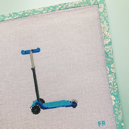 Blue Scooter Needlepoint Canvas