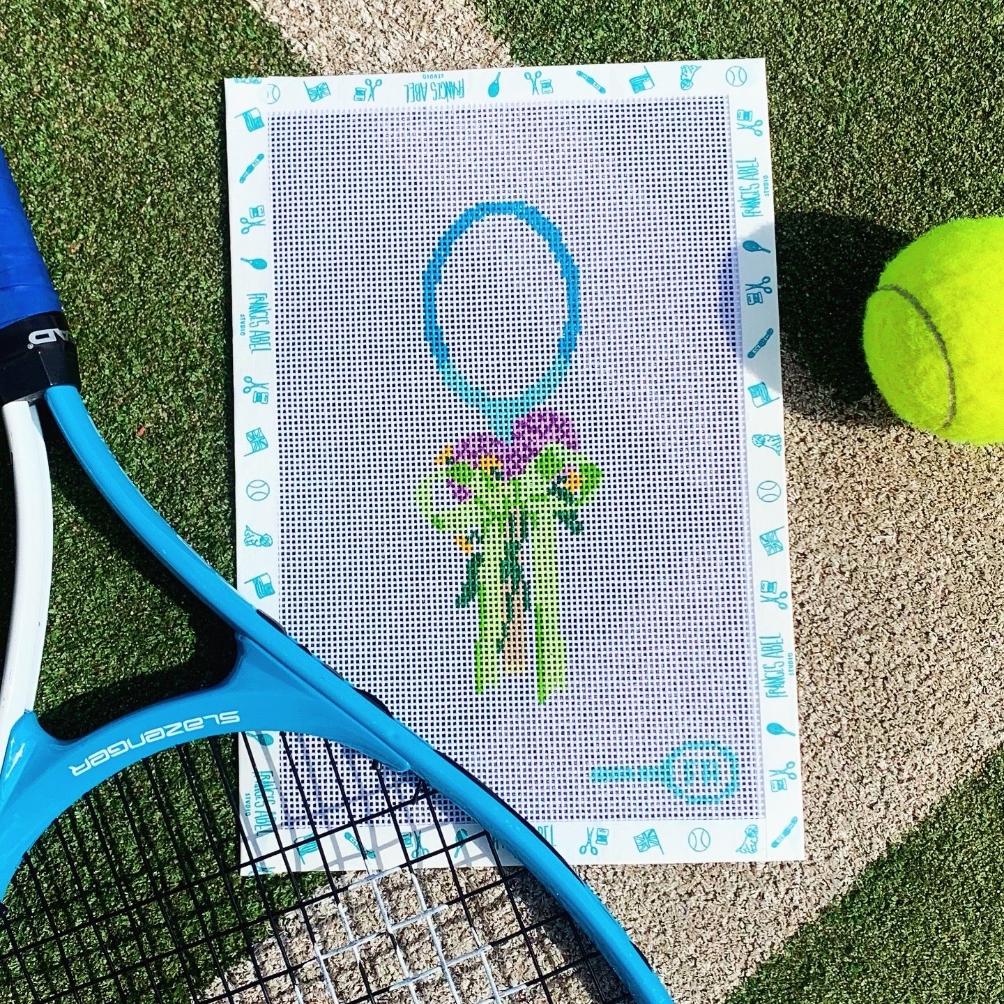 Summer Tennis Racket - Needlepoint Canvas