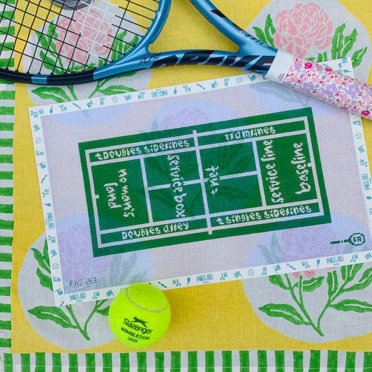 Net Goes Here! Tennis Court Layout Needlepoint Canvas