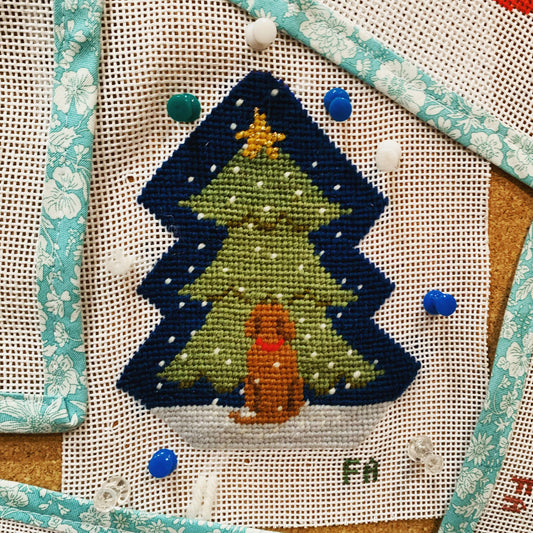 Puppy's First Christmas Needlepoint Canvas