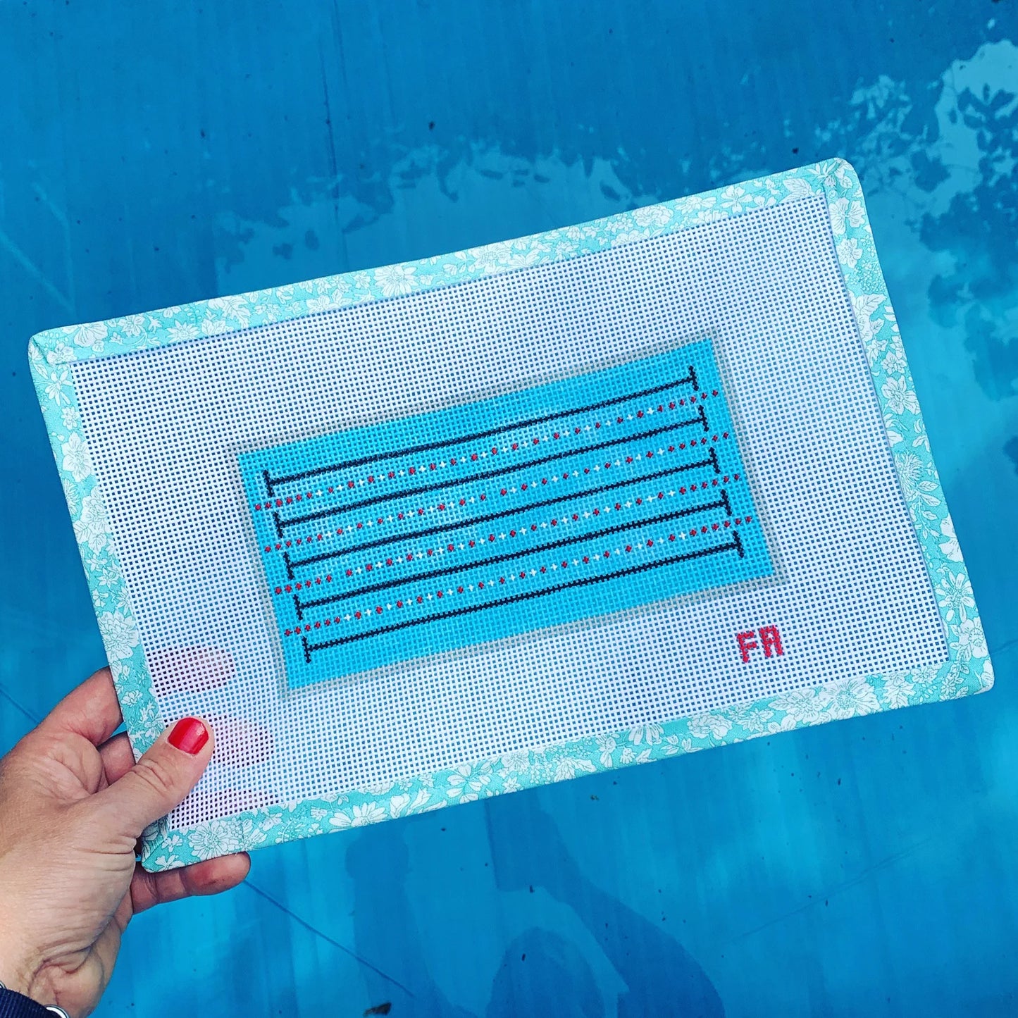 Swimming Pool Glasses Case Needlepoint Canvas