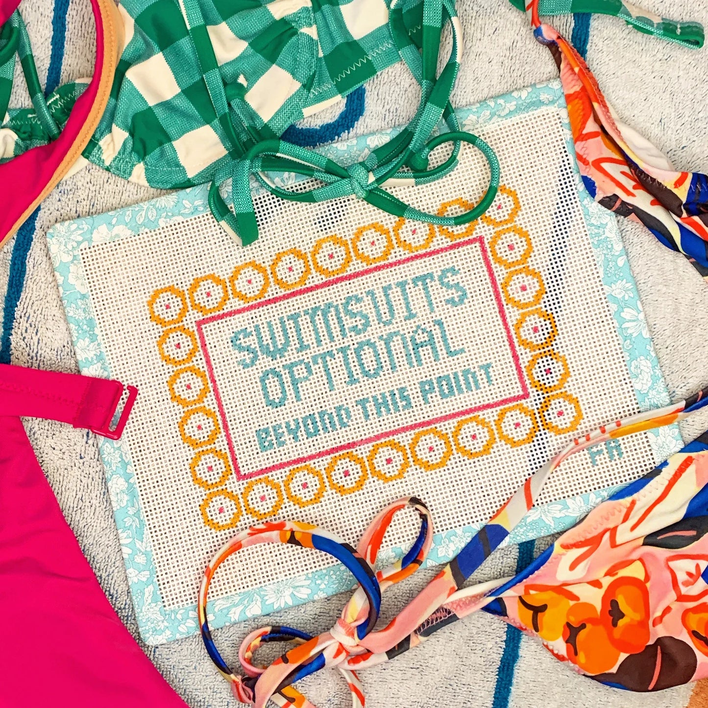 Swimsuits Optional Beyond This Point Needlepoint Canvas