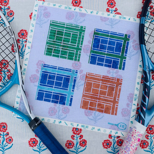 Tennis Courts of the World Coasters - Needlepoint Canvas