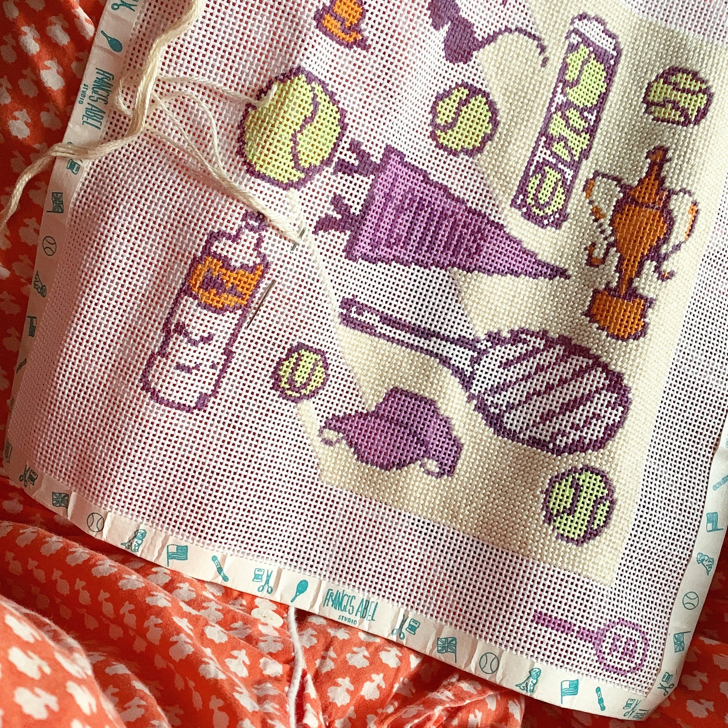 Tennis Toile - 8x8” Needlepoint Canvas