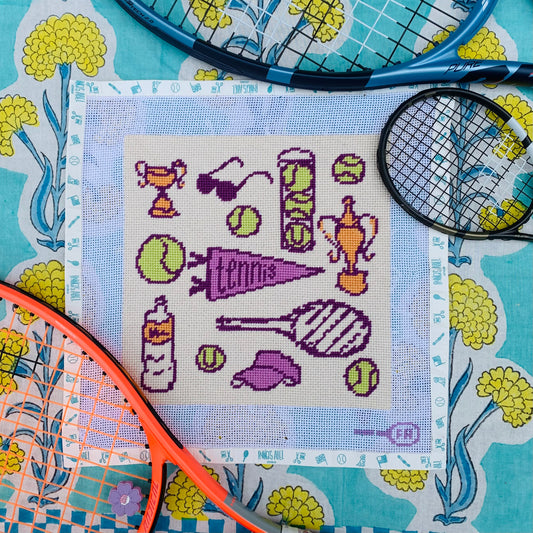 Tennis Toile - 8x8” Needlepoint Canvas