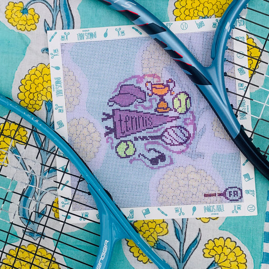 Tennis Toile - 4" Round Needlepoint Canvas
